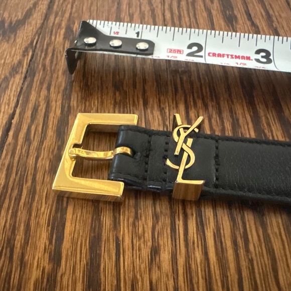 YSL Cassandre Classic Monogram Leather Belt with Bronze Gold Hardware - Picture 4 of 12